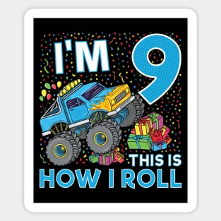 9th Birthday Monster Truck Party Gift 9 Year Old Boy Sticker